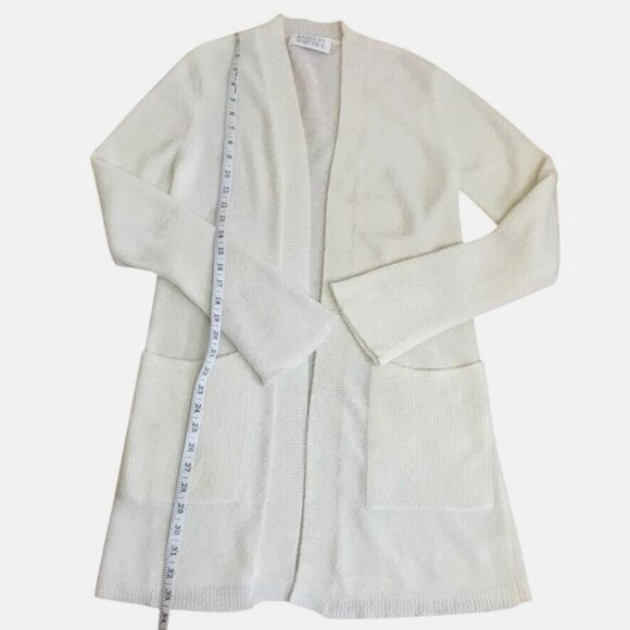 VTG Badgley Mischka White Knit Cardigan Skirt Set S Sparkle Lurex Lounge Party - Picture 6 of 14